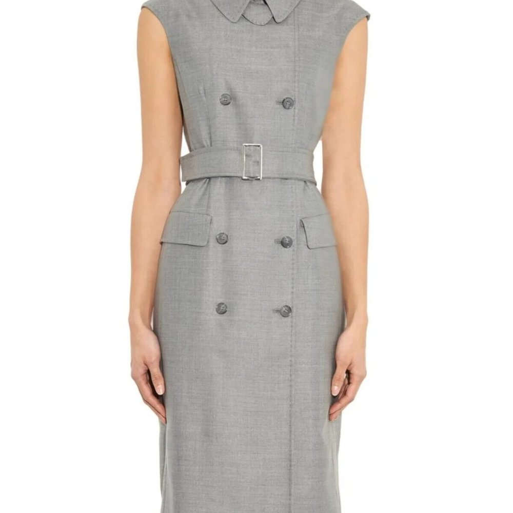 NWT Max Mara Sumatra Belted Double Breasted Wool/Silk Tailor Dress/Vest Sz US 2